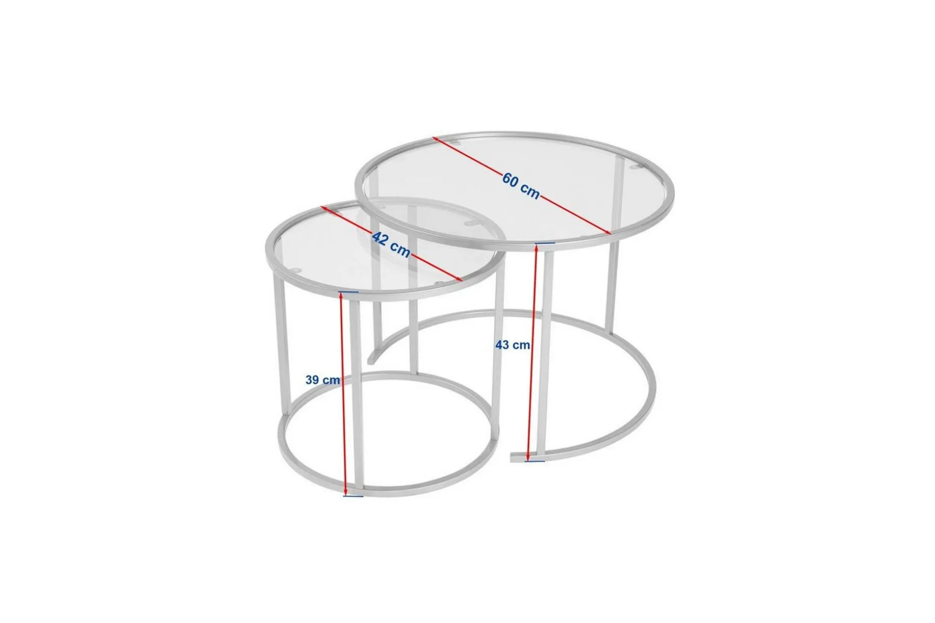 Sofabordsett 2 stykker Rikiya Liten Gulltransparent