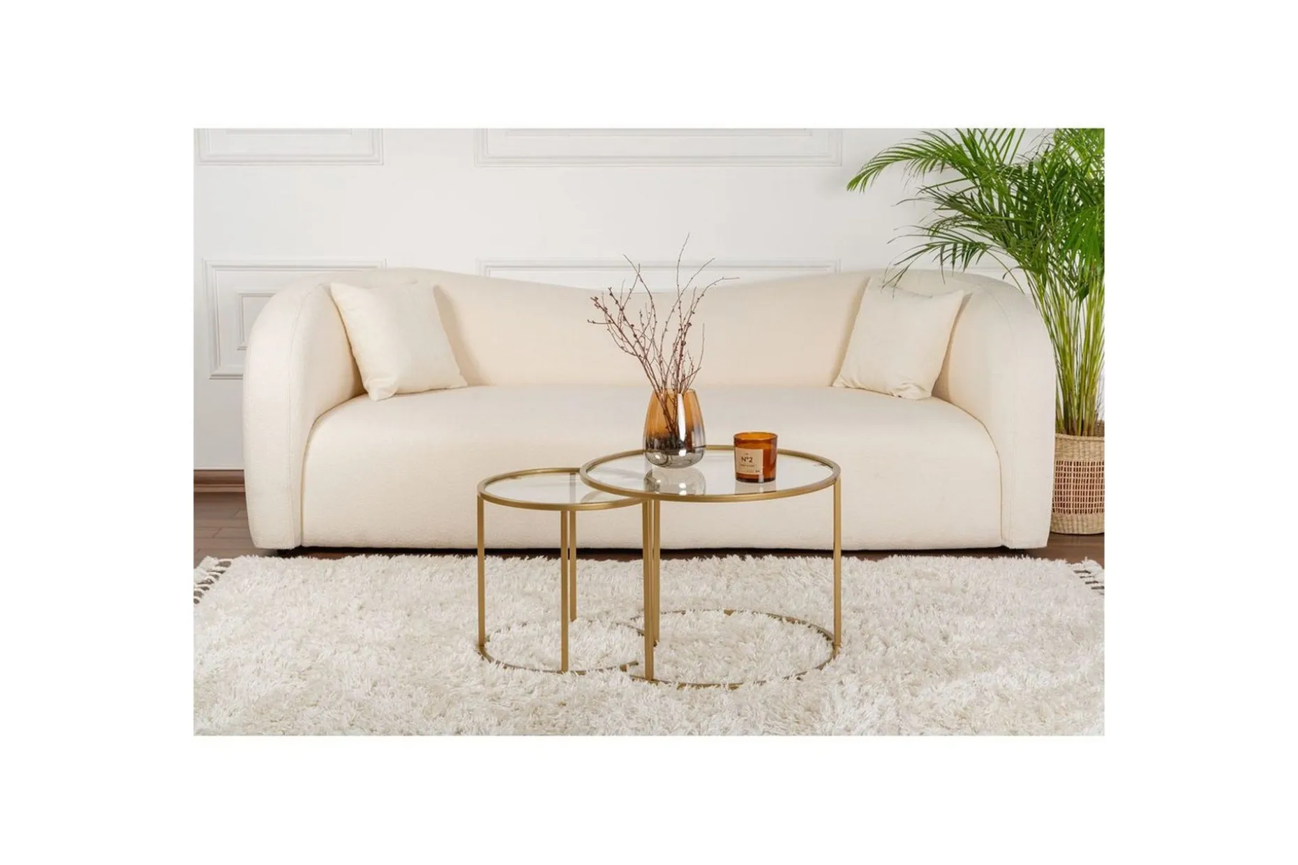 Sofabordsett 2 stykker Rikiya Liten Gulltransparent