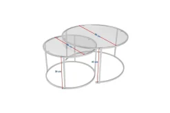 Sofabordsett 2 stykker Rikiya Svart Transparent