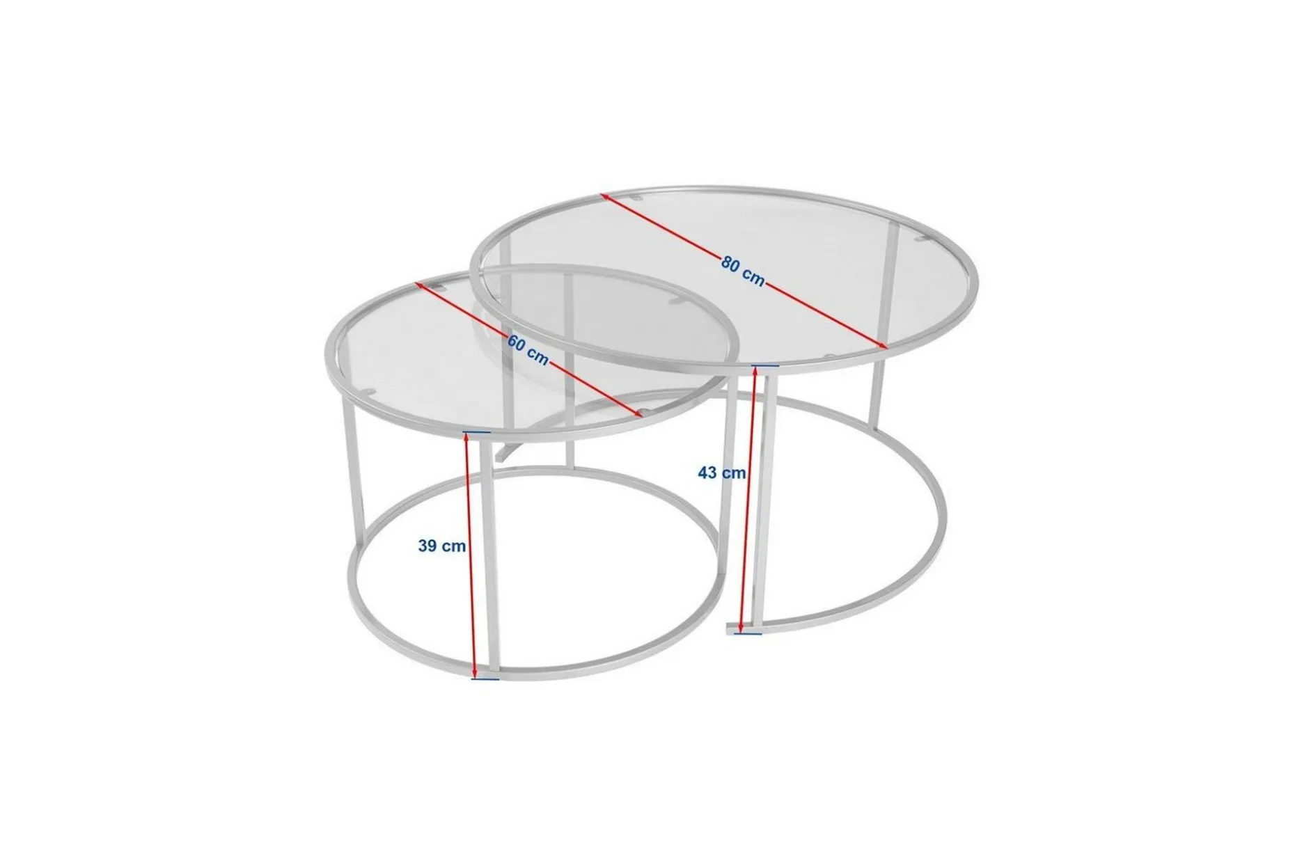 Sofabordsett 2 stykker Rikiya Svart Transparent
