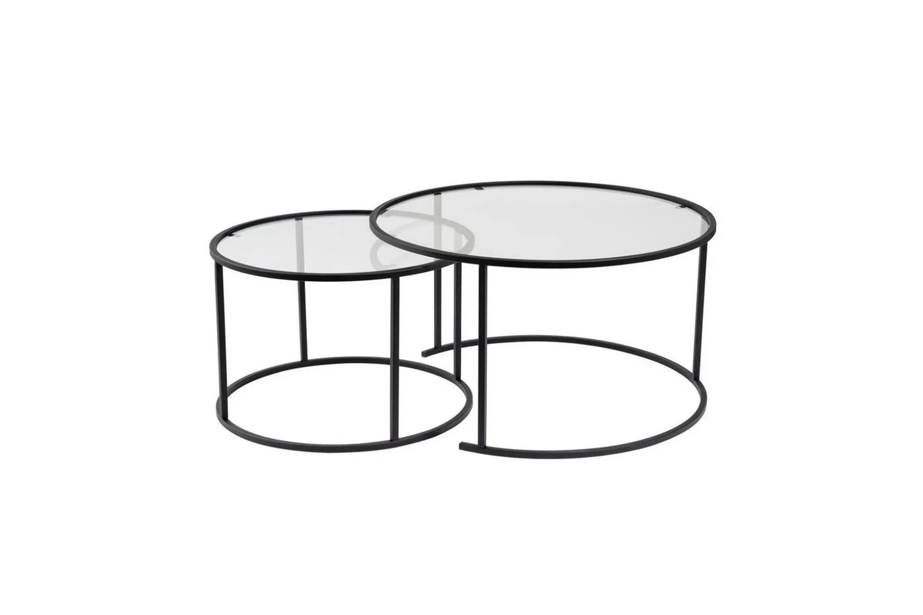 Sofabordsett 2 stykker Rikiya Svart Transparent