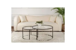 Sofabordsett 2 stykker Rikiya Svart Transparent