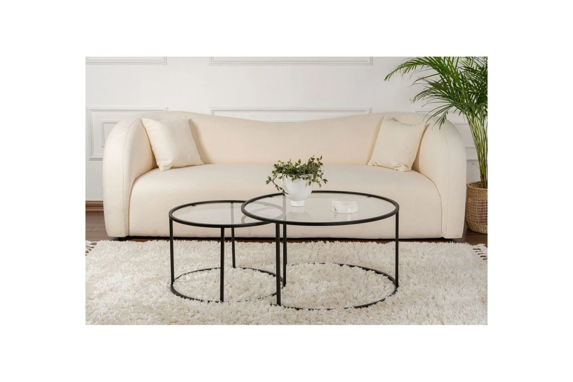 Sofabordsett 2 stykker Rikiya Svart Transparent