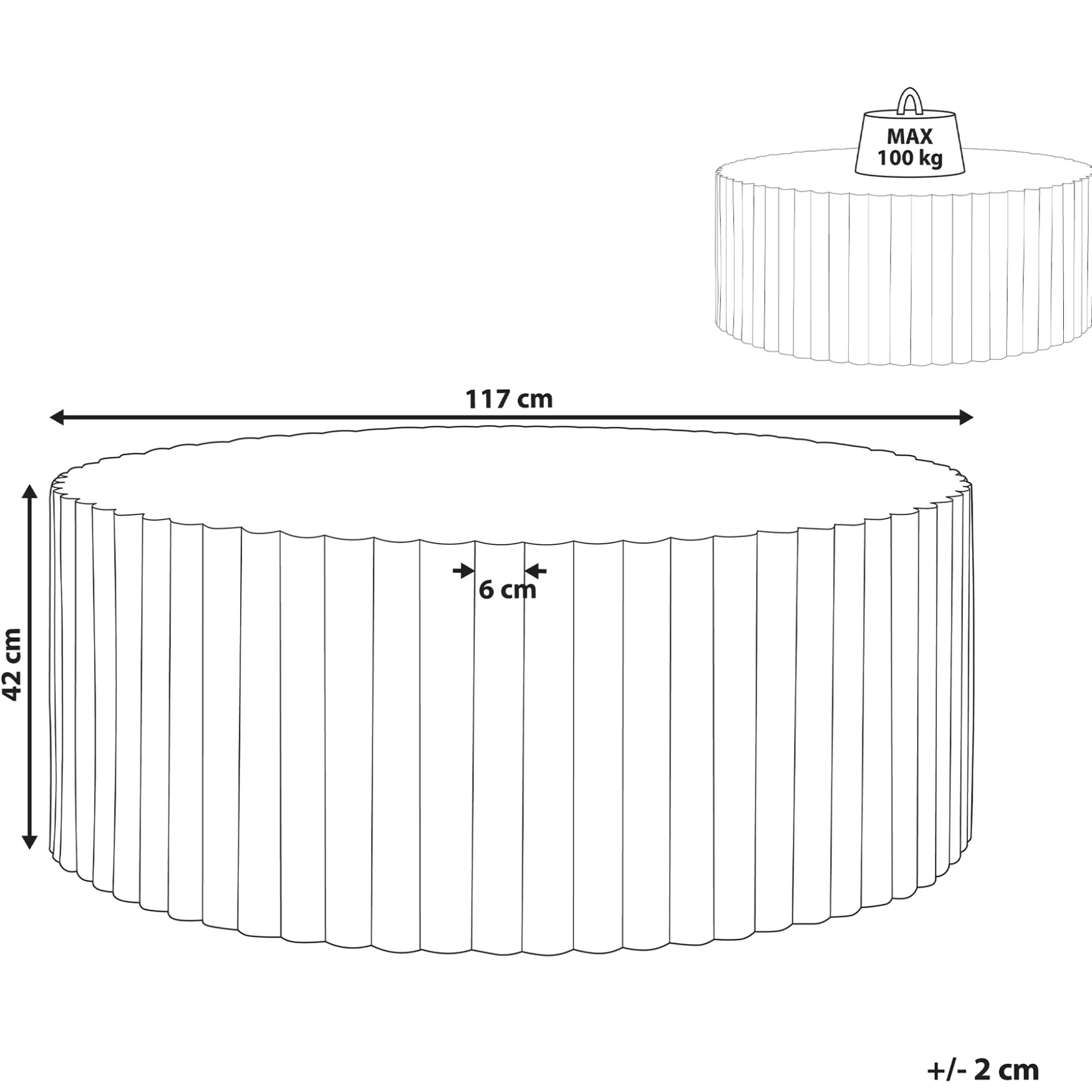 Sofabord utendørs Pozza 117 cm