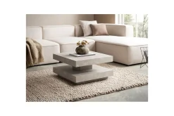 Sofabord Wohnling kvadrat 60 cm, steinoptikk stil, moderne utseende Beige