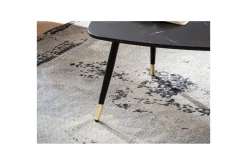 Sofabord Wohnling marmorstil 90 cm, trekantet moderne stil Svart marmor