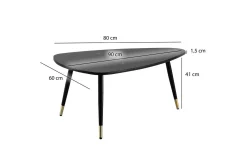Sofabord Wohnling marmorstil 90 cm, trekantet moderne stil Svart marmor