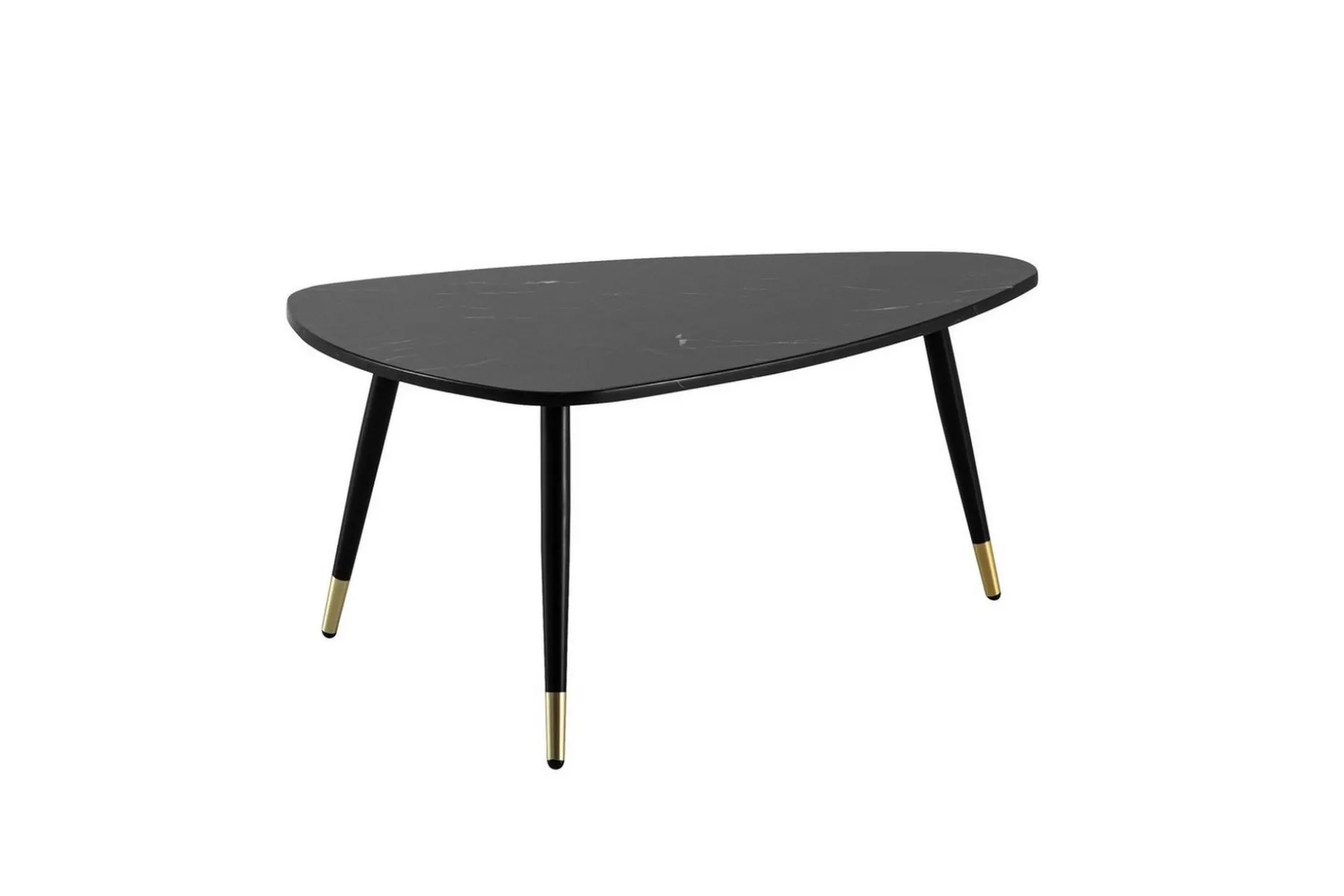 Sofabord Wohnling marmorstil 90 cm, trekantet moderne stil Svart marmor