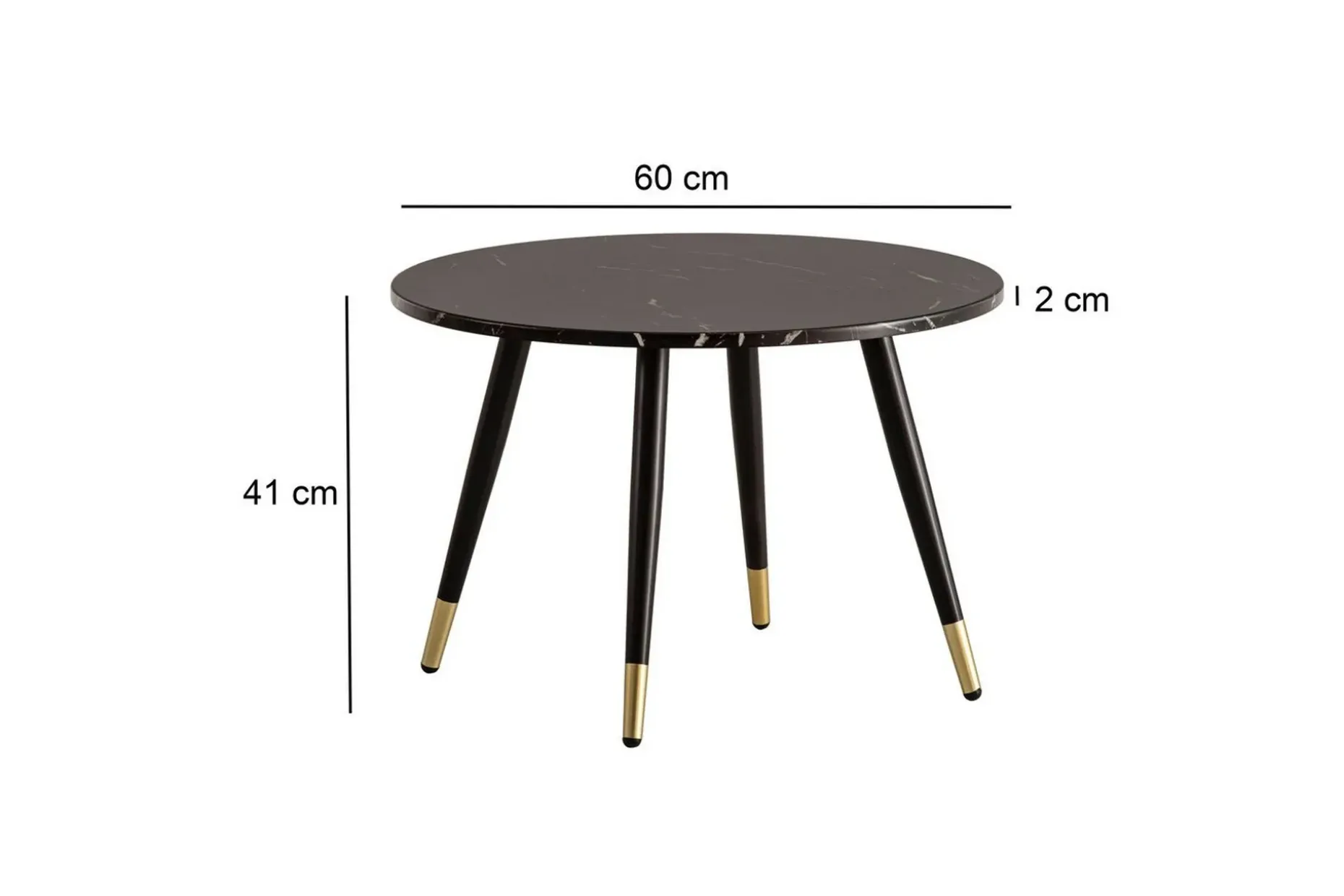 Sofabord Wohnling marmorutseende 60 cm rund, moderne stil Svart marmor
