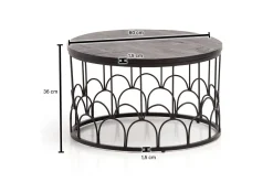 Sofabord Wohnling Massivt treverk rund 60 cm med moderne metallramme moderne