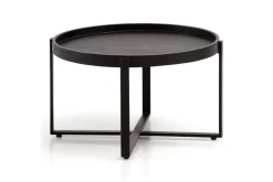 Sofabord Wohnling Massivt treverk rund 60 cm med klassisk utseende metallramme moderne