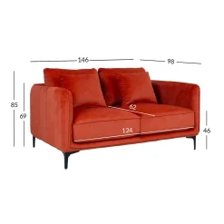 Sofa HOME4YOU Bianka 2-seter Oransje