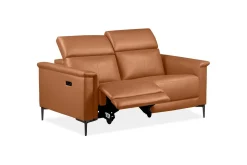 Sofa 2-seter Lund Kognac, Lær/PU, Elektrisk recliner