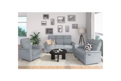 Sofa 2-seter Southbrook Lys grå, Stoff/tre/metall, Elektrisk recliner