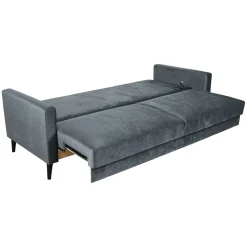 Sovesofa HOME4YOU Anna med oppbevaringsboks Grå fløyel