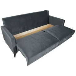 Sovesofa HOME4YOU Anna med oppbevaringsboks Grå fløyel