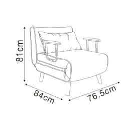 Sovesofa-lenestol HOME4YOU Hannes 76,5x84x81 cm grå