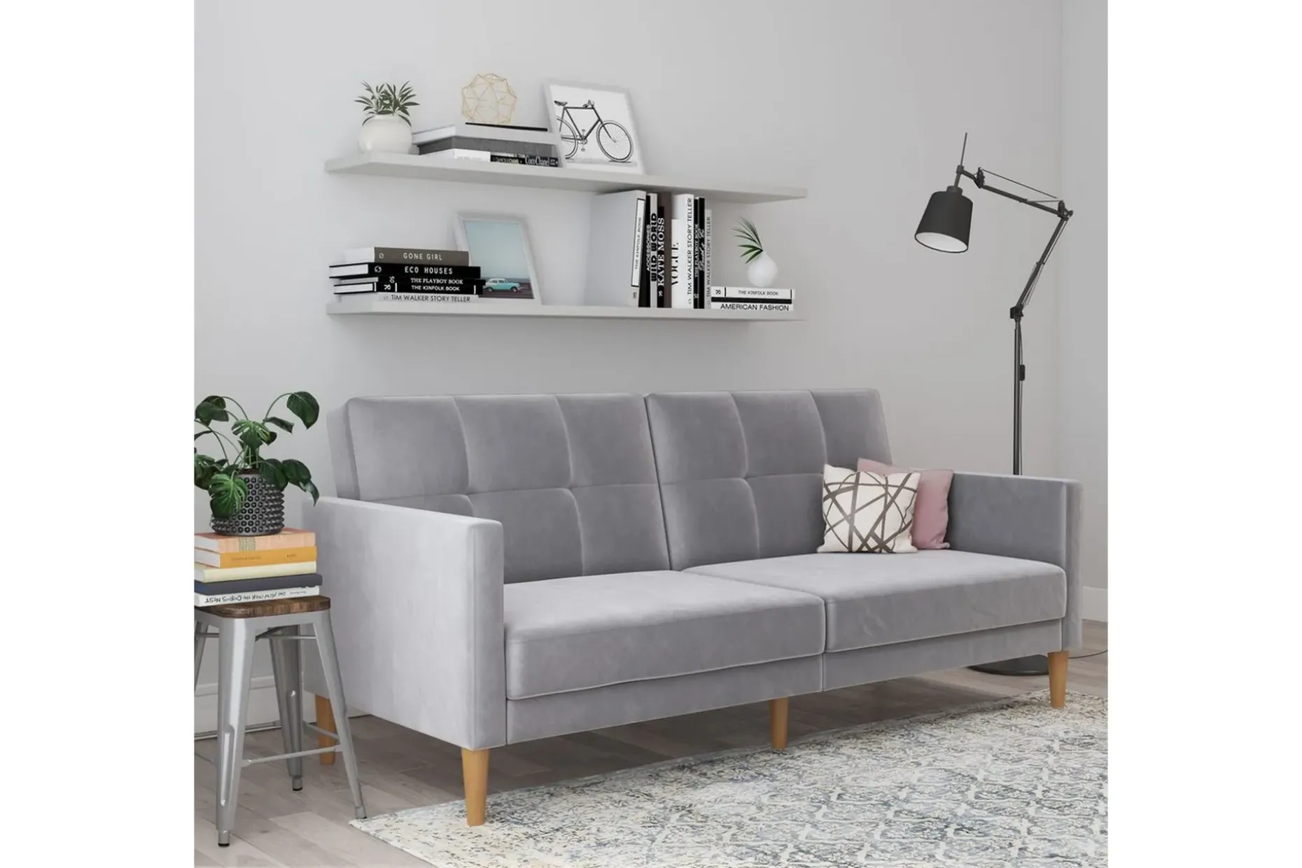 Sovesofa Lilly Lys grå, Fløyel