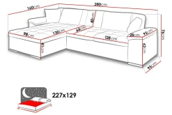 Sovesofa 3-seters L-formet 280x160 cm Venstre