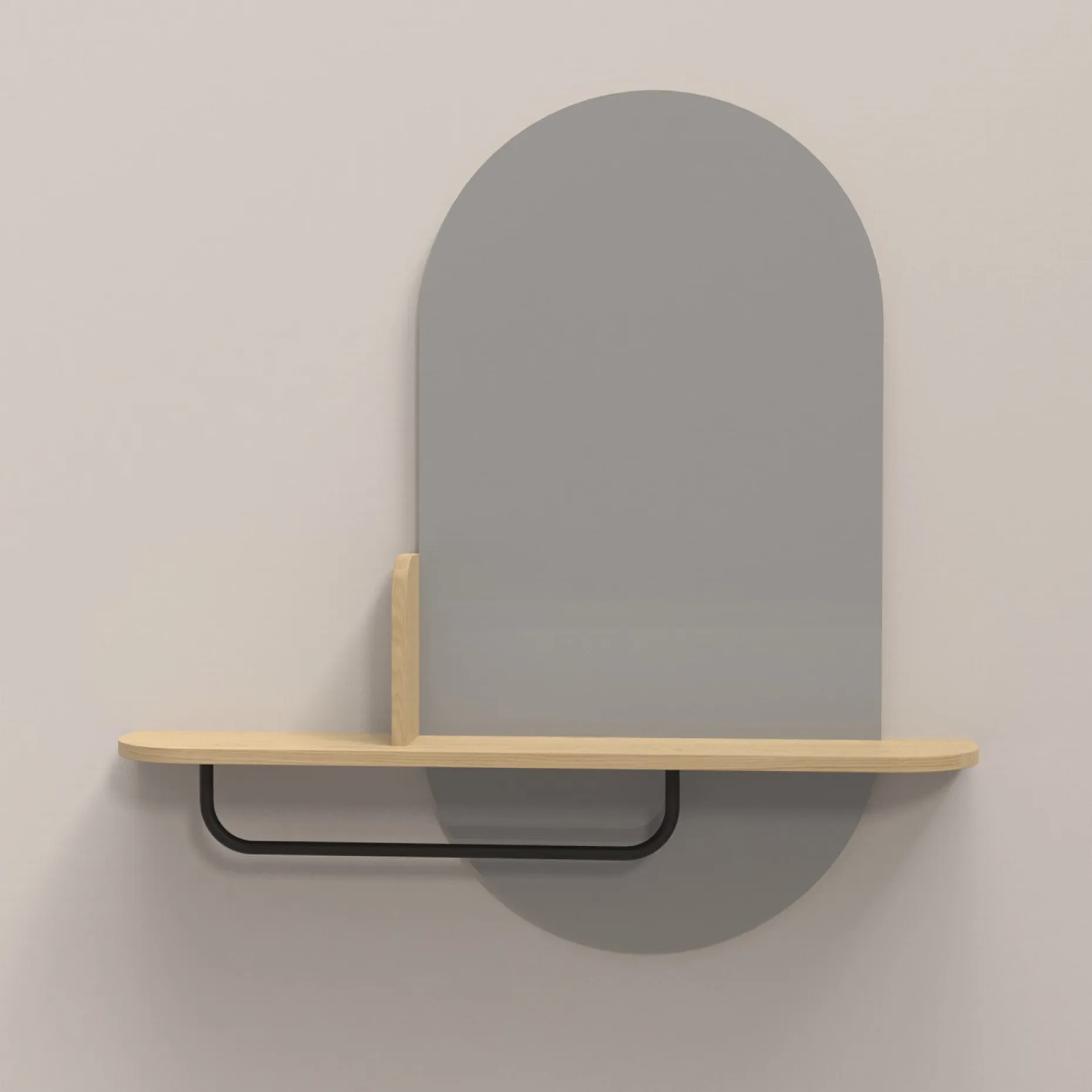 Speil med hylle HOME4YOU Aalborg 92x15x93 cm eik