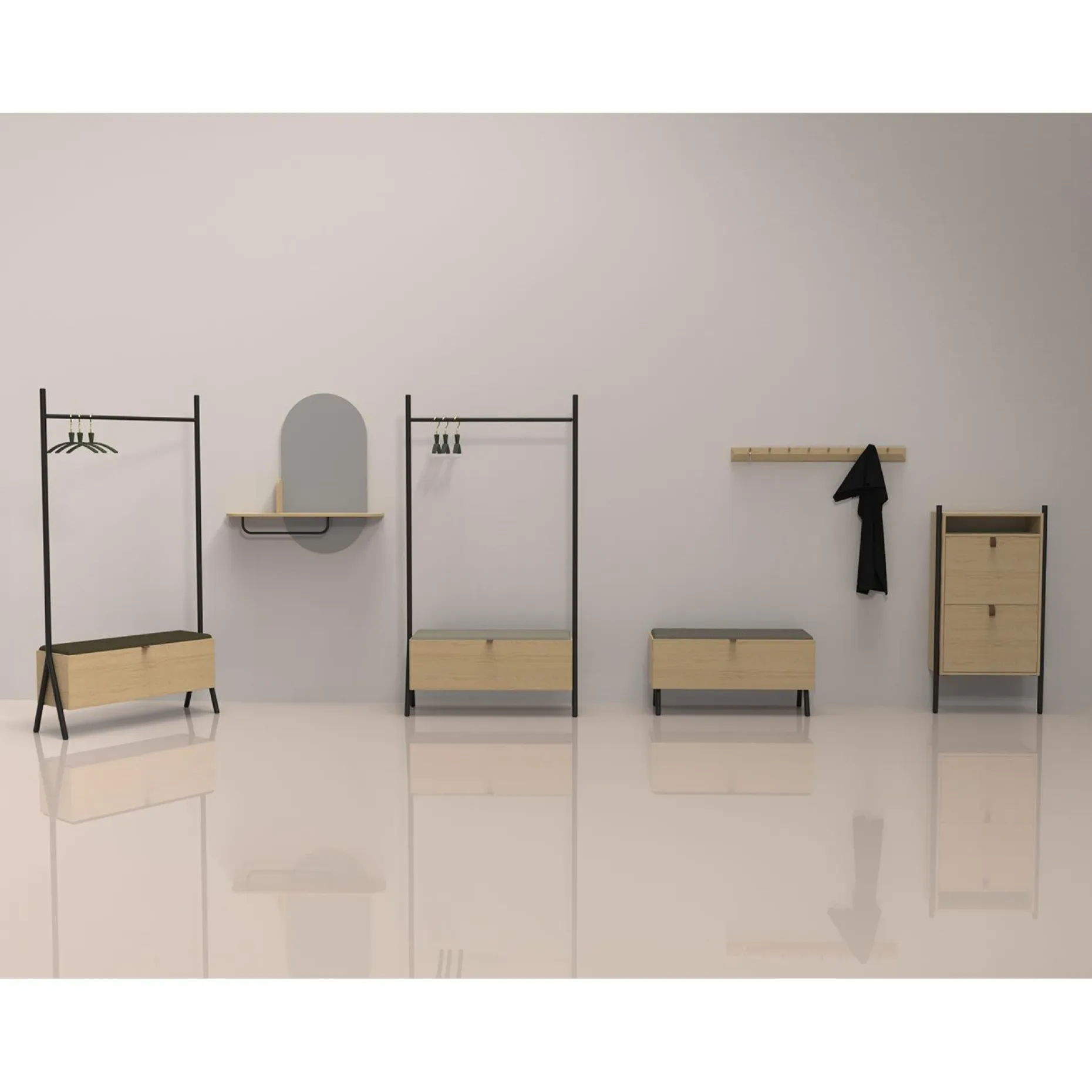 Speil med hylle HOME4YOU Aalborg 92x15x93 cm eik