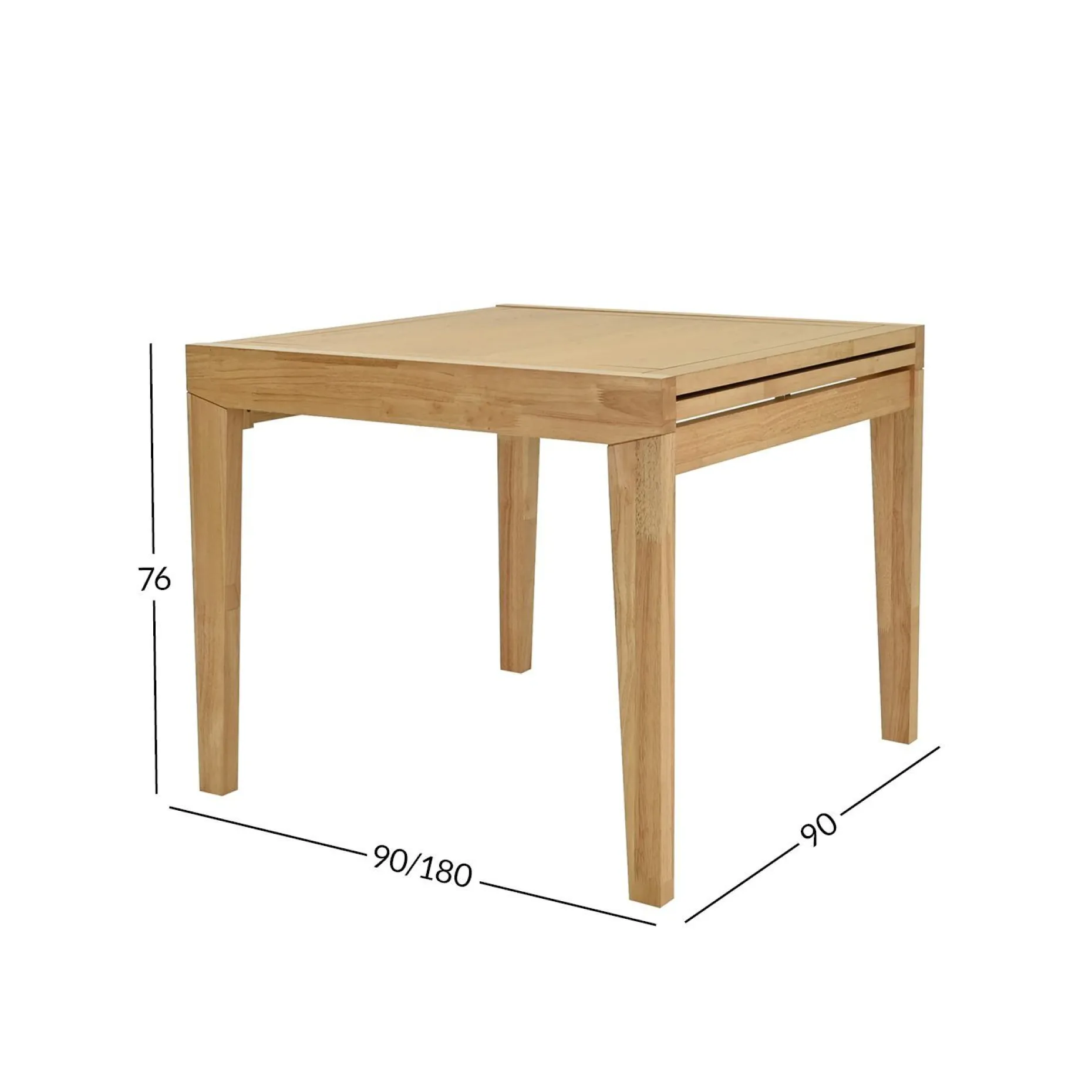 Spisebord HOME4YOU Bowen 90+90x90x76 cm Eik