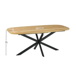 Spisebord HOME4YOU Ramona 180/220x90x75 cm Lyst tre