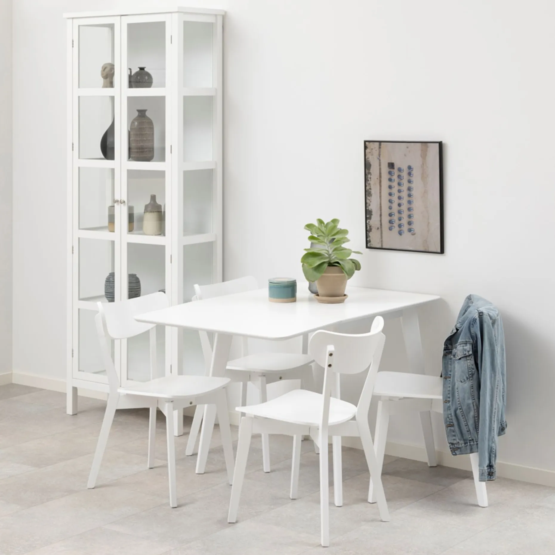 Spisebord HOME4YOU Roxby 80/120x80x76 cm Hvit