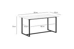 Spisebord Wohnling Industriell loftstil MDF med metalldetaljer i gull på bena Marmor, Hvit, 180x90 cm