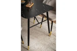 Spisebord Wohnling Moderne stil MDF med metallben med gulldetaljer Marmor, Svart, 160x80 cm