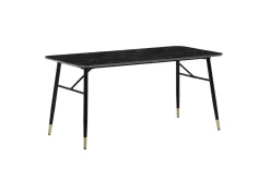 Spisebord Wohnling Moderne stil MDF med metallben med gulldetaljer Marmor, Svart, 160x80 cm