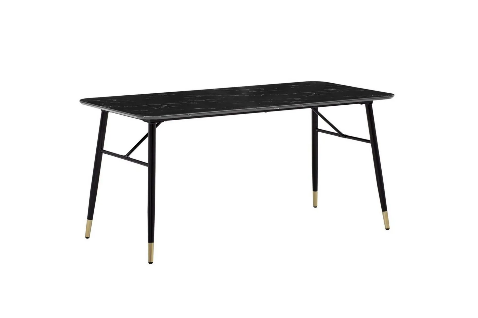 Spisebord Wohnling Moderne stil MDF med metallben med gulldetaljer Marmor, Svart, 160x80 cm