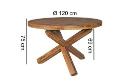 Spisebord Wohnling Rund 120 cm heltre landlig stil Rosentre