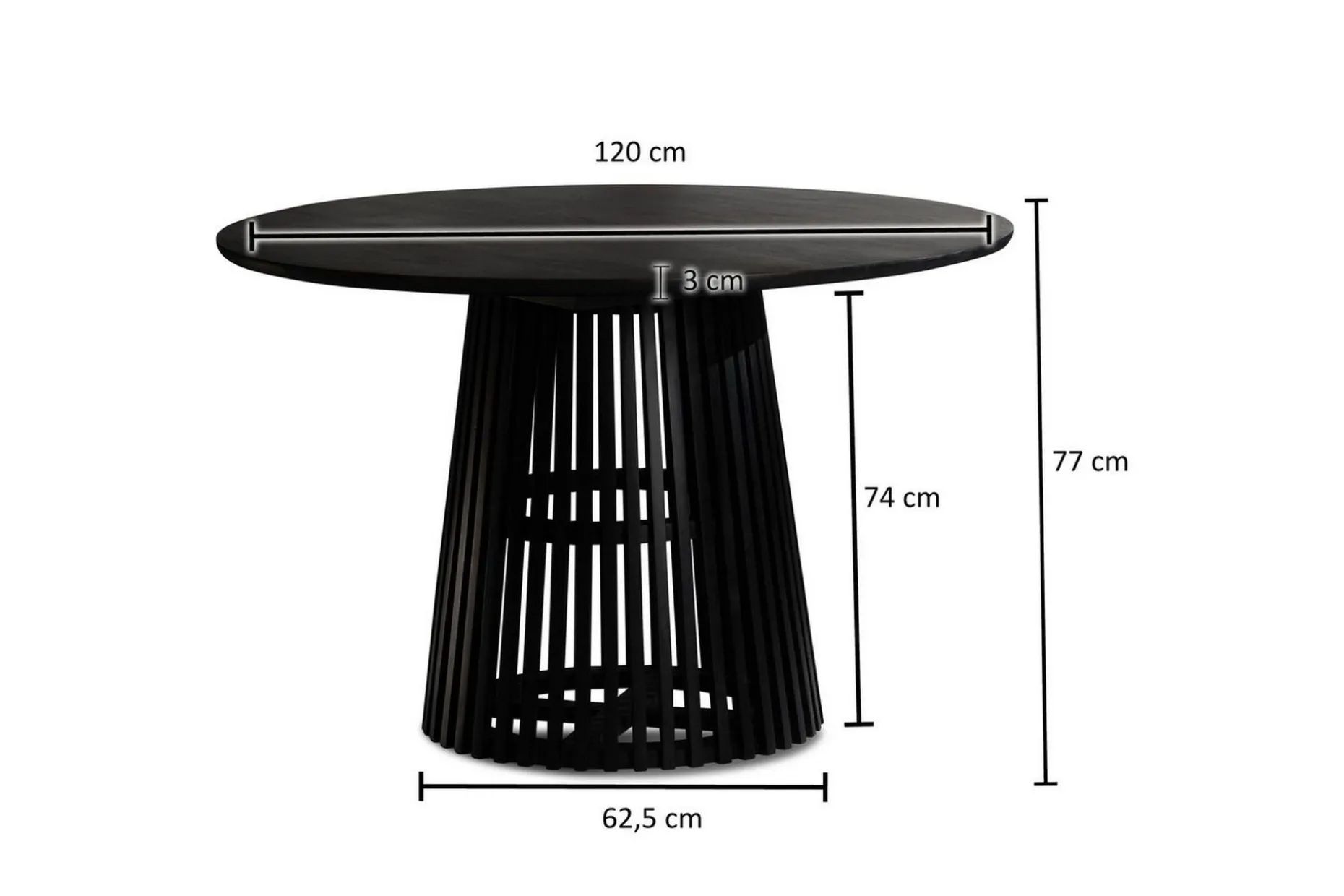 Spisebord Wohnling Rund 120 cm heltre loftstil