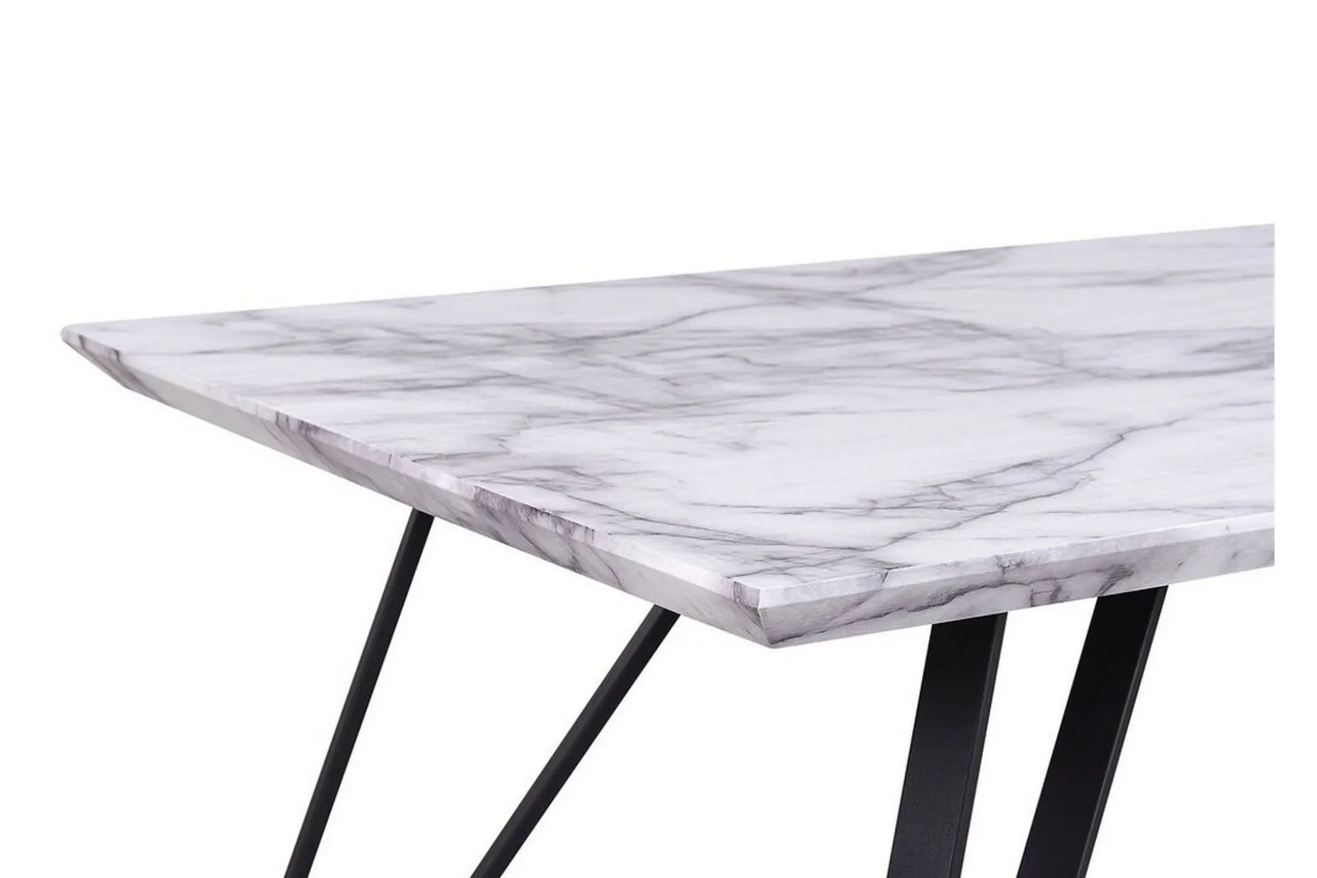 Spisebord 150 x 80 cm marmoreffekt / svart MOLDEN