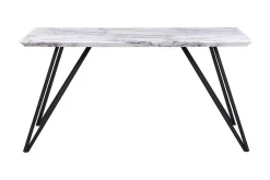 Spisebord 150 x 80 cm marmoreffekt / svart MOLDEN