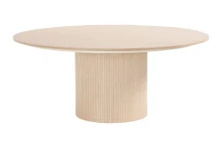 Spisegruppe Bark Kopparbo rundt spisebord 180 cm hvitlasert med 6 Reciclar spisestoler Lys eik|Beige