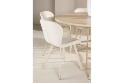 Spisegruppe Copenhagen Rund 140 cm Hvit/Beige med 6 Lilja-stoler