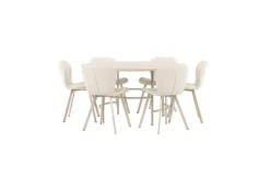 Spisegruppe Copenhagen Rund 140 cm Hvit/Beige med 6 Lilja-stoler