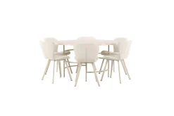 Spisegruppe Copenhagen Rund 140 cm Hvit/Beige med 6 Lilja-stoler