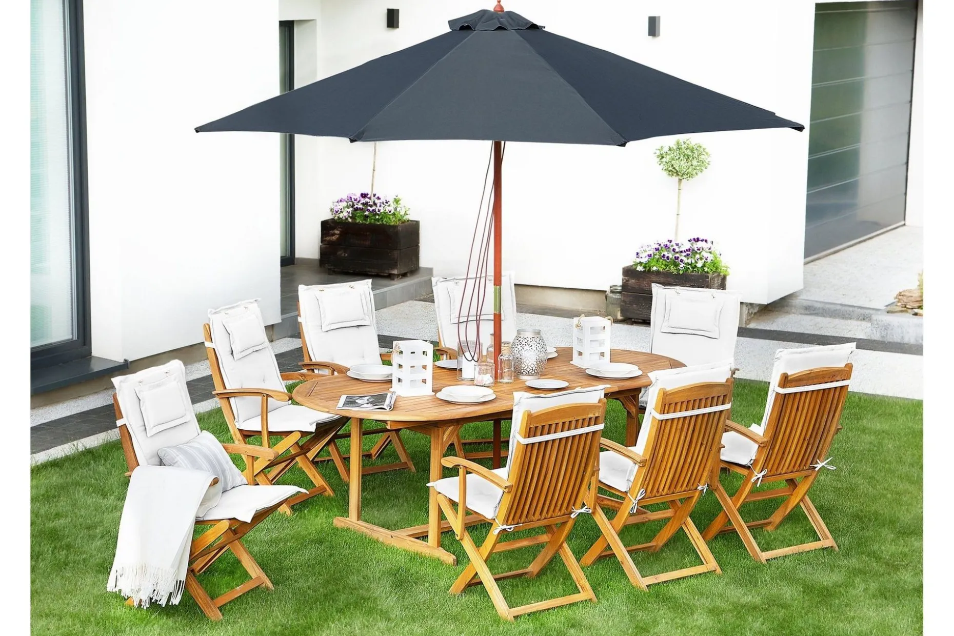Spisegruppe MAUI med 8 Stoler+Puter + Paraply