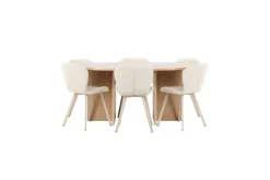 Spisegruppe Strada Rund 120/170 cm Hvit med Lilja Stoler 6 stk