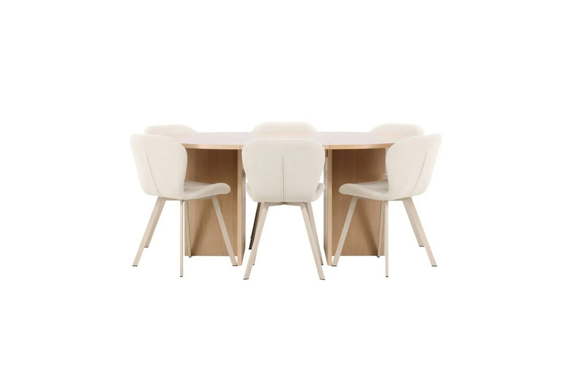 Spisegruppe Strada Rund 120/170 cm Hvit med Lilja Stoler 6 stk