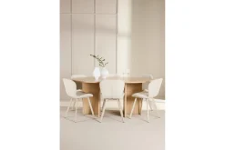 Spisegruppe Strada Rund 120/170 cm Hvit med Lilja Stoler 6 stk