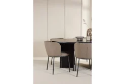 Spisegruppe Strada Rundt 120/170 cm Svart med Edina Stoler 6 stk, Svart / Brun