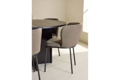 Spisegruppe Strada Rundt 120/170 cm Svart med Edina Stoler 6 stk, Svart / Brun