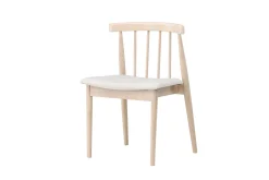 Spisestol uten armlener Peach Flora spisestol - Whitewash-ben / Beige stoff Hvitvasket