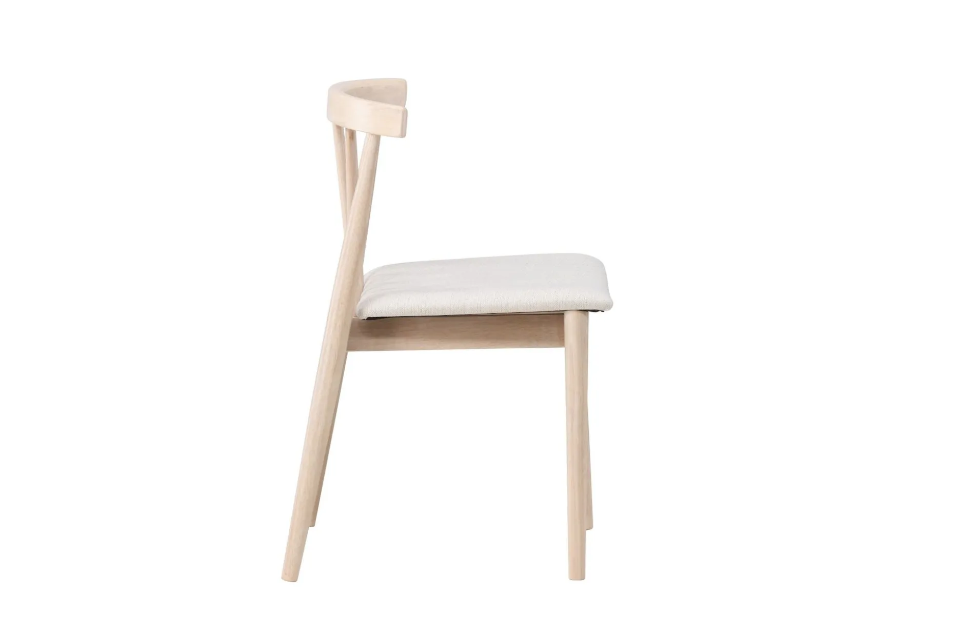 Spisestol uten armlener Peach Flora spisestol - Whitewash-ben / Beige stoff Hvitvasket