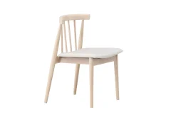Spisestol uten armlener Peach Flora spisestol - Whitewash-ben / Beige stoff Hvitvasket