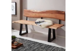 Spisestuebenk Wohnling Heltre tre kant med metallben landstil Med ryggstøtte, 180 cm